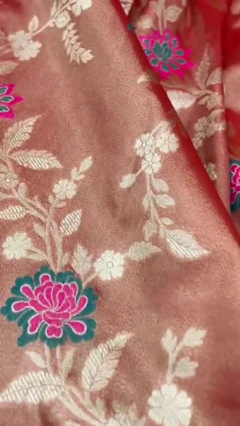Red Banarasi Tissue Silk Meenakari Saree