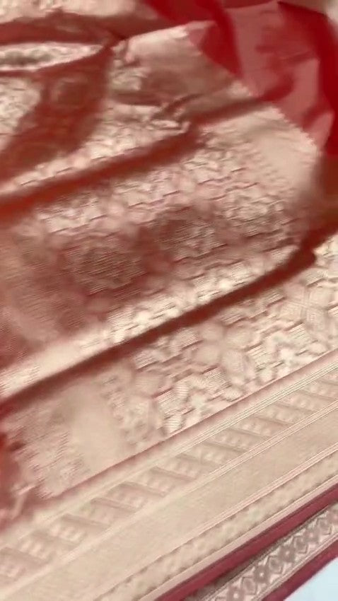 Red Banarasi Tissue Silk Meenakari Saree