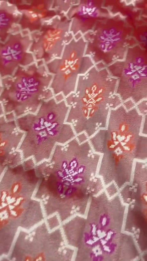 Red Banarasi Tissue Silk Meenakari Saree