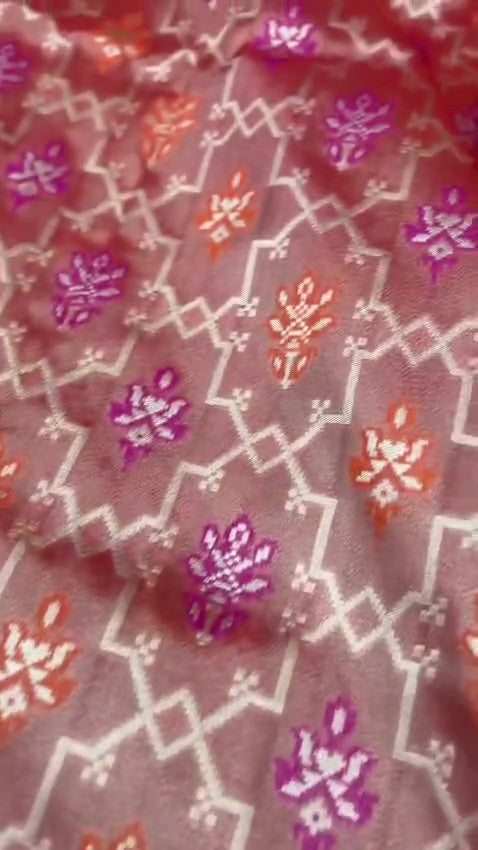 Red Banarasi Tissue Silk Meenakari Saree