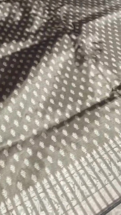 Brown Banarasi Tissue Silk Meenakari Saree