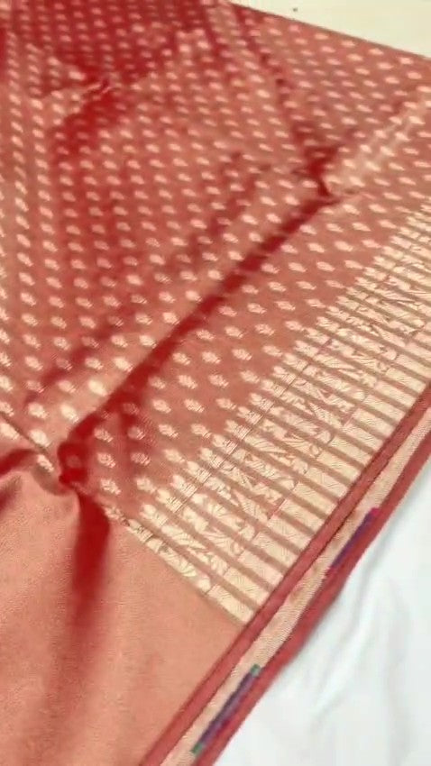 Red Banarasi Tissue Silk Meenakari Saree