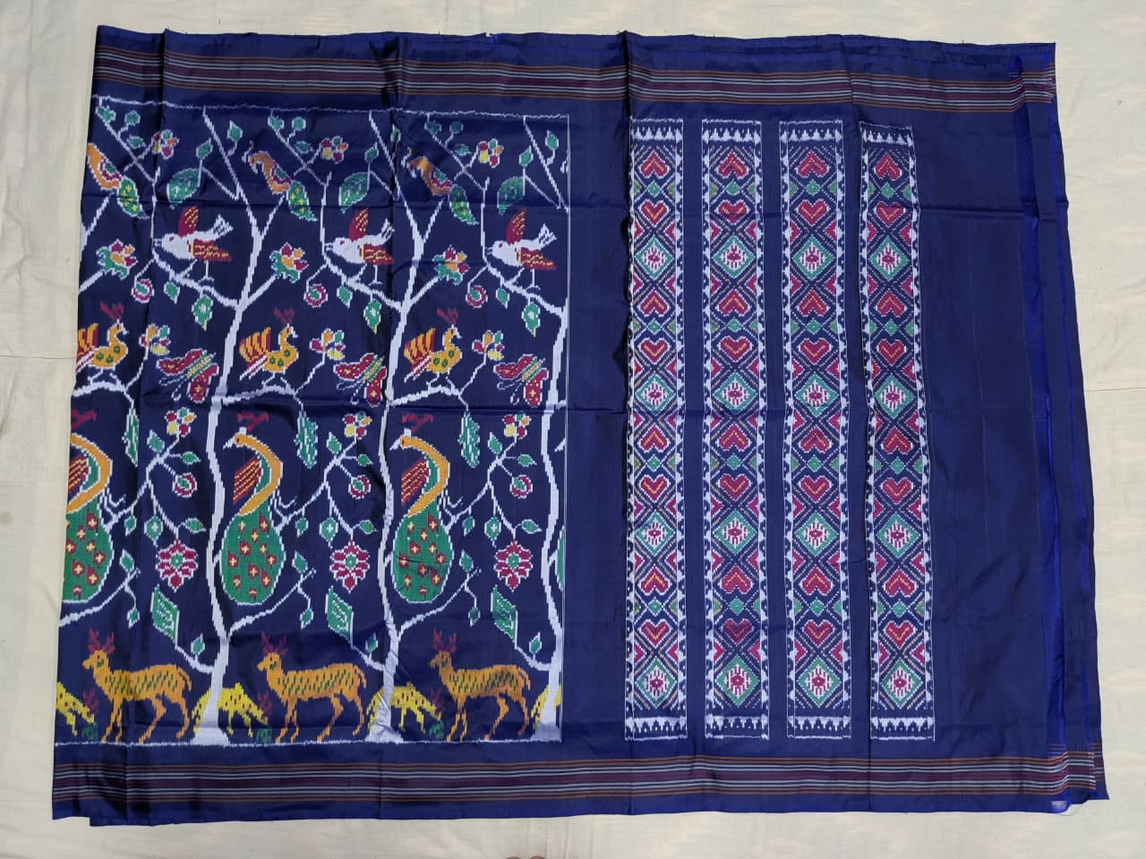 Indigo Blue Pochampally Ikkat Patola Madthasu Silk Saree