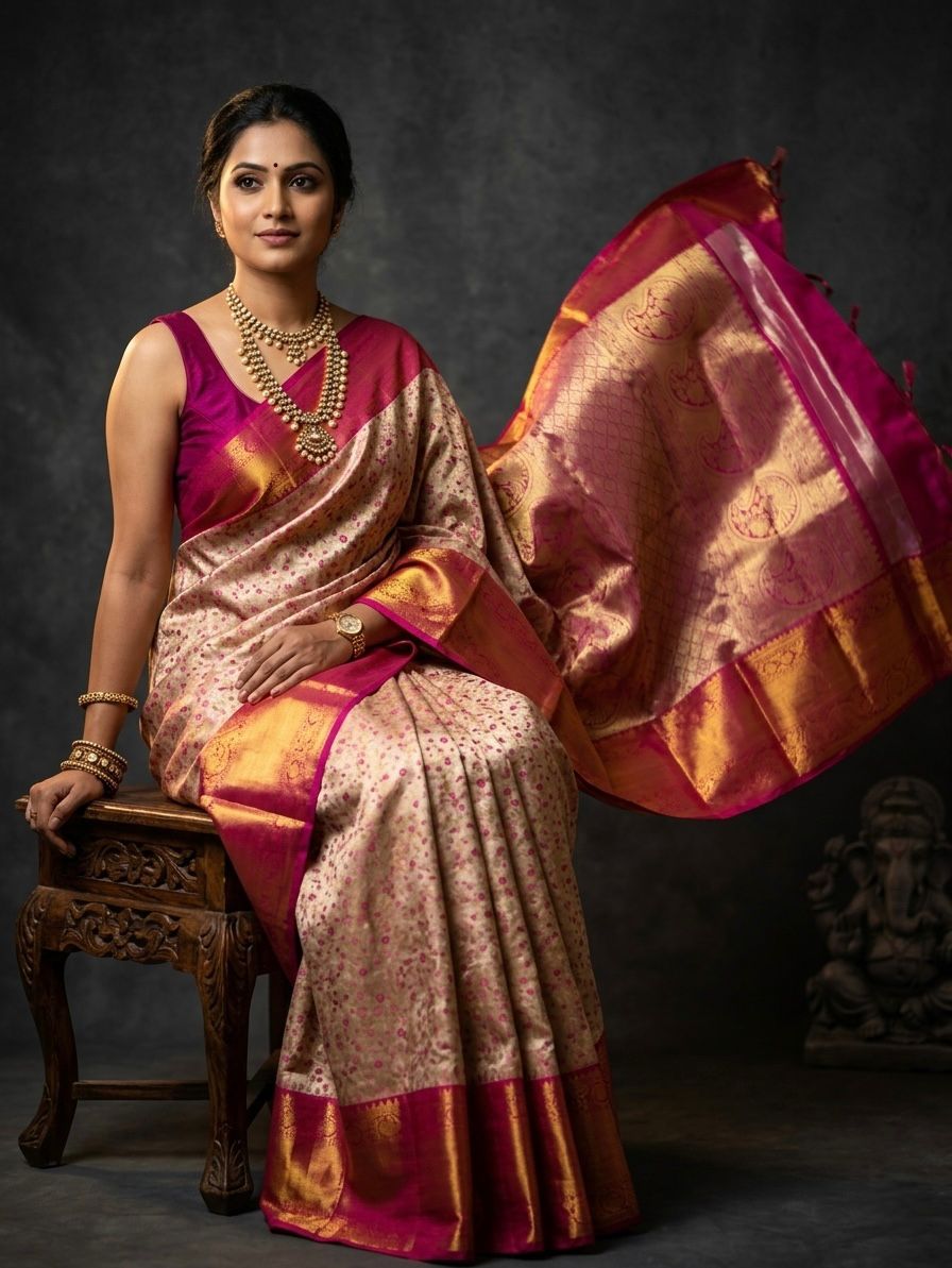 Kanchipuram Semi Silk Brocade Bridal Sarees