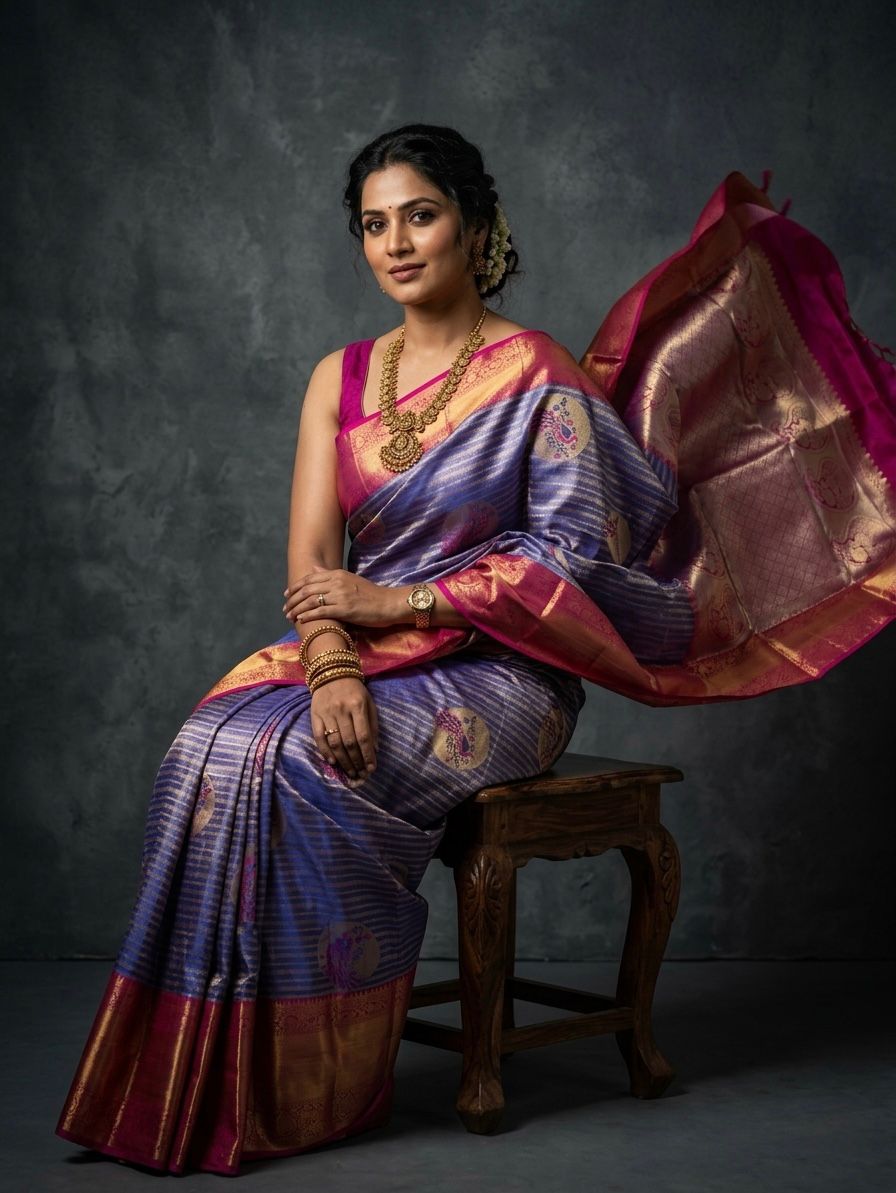 Kanchipuram Semi Silk Brocade Bridal Sarees