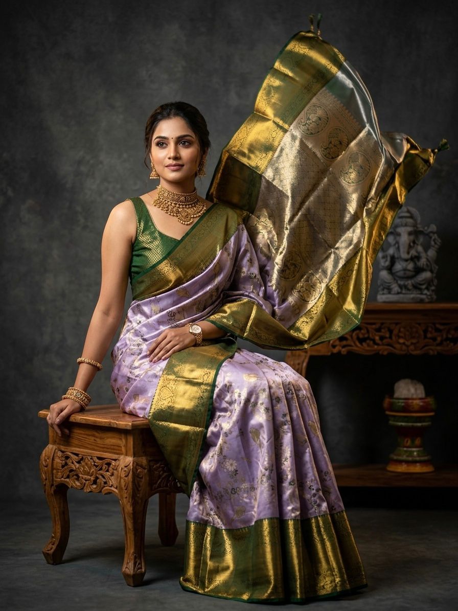 Kanchipuram Semi Silk Brocade Bridal Sarees