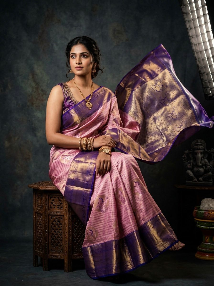 Kanchipuram Semi Silk Brocade Bridal Sarees
