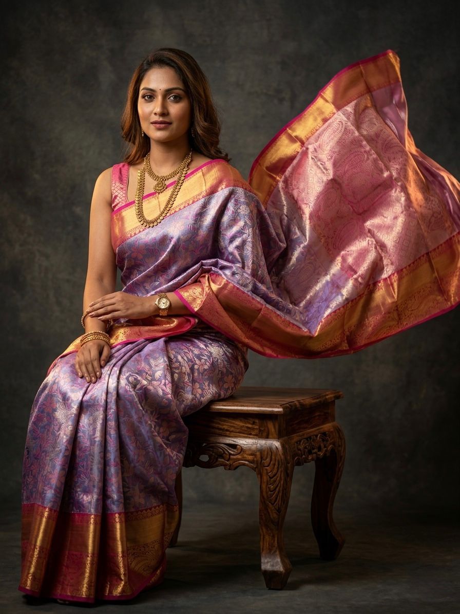 Kanchipuram Semi Silk Brocade Bridal Sarees