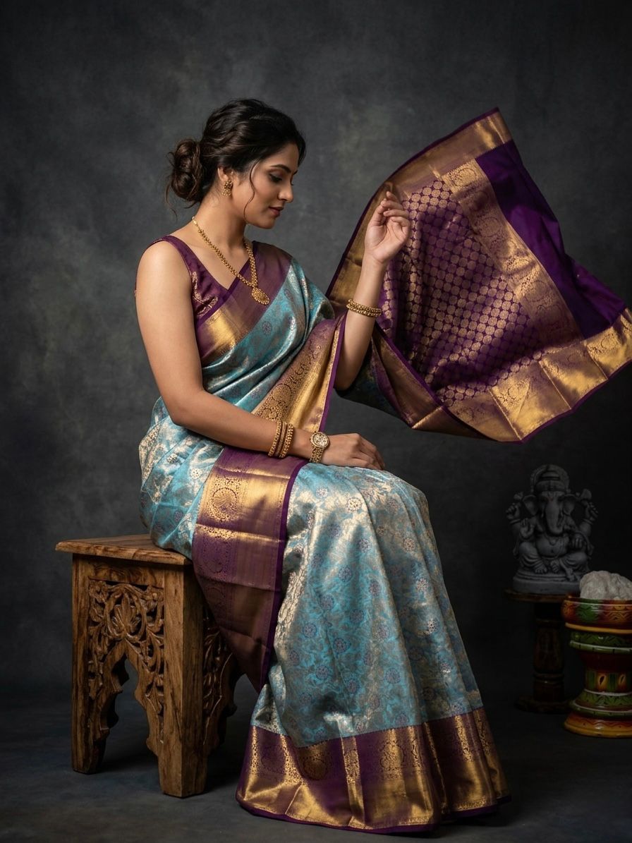 Kanchipuram Semi Silk Brocade Bridal Sarees