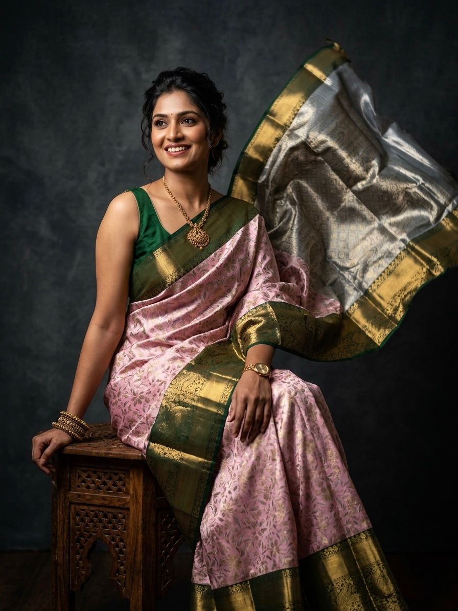 Kanchipuram Semi Silk Brocade Bridal Sarees