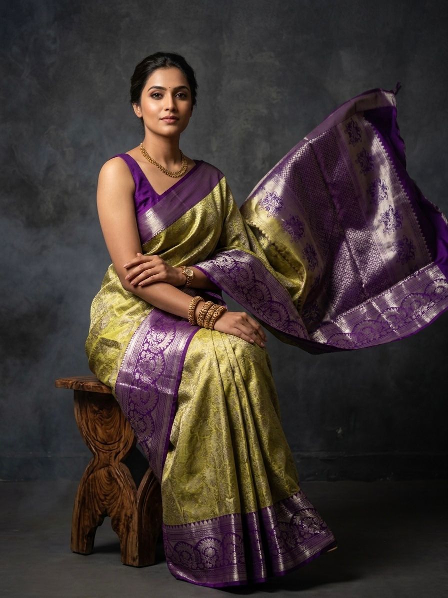 Kanchipuram Semi Silk Brocade Bridal Sarees