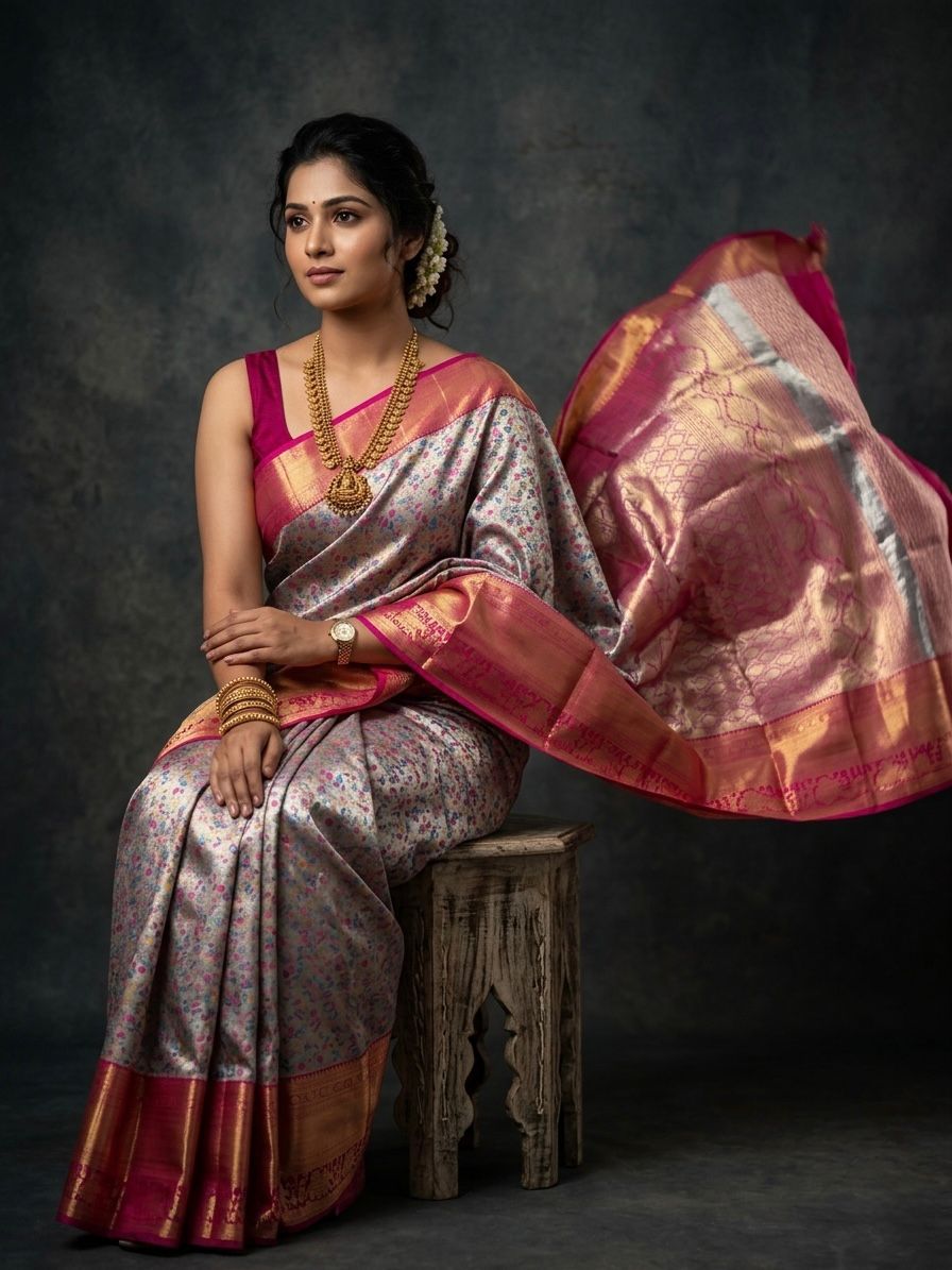 Kanchipuram Semi Silk Brocade Bridal Sarees