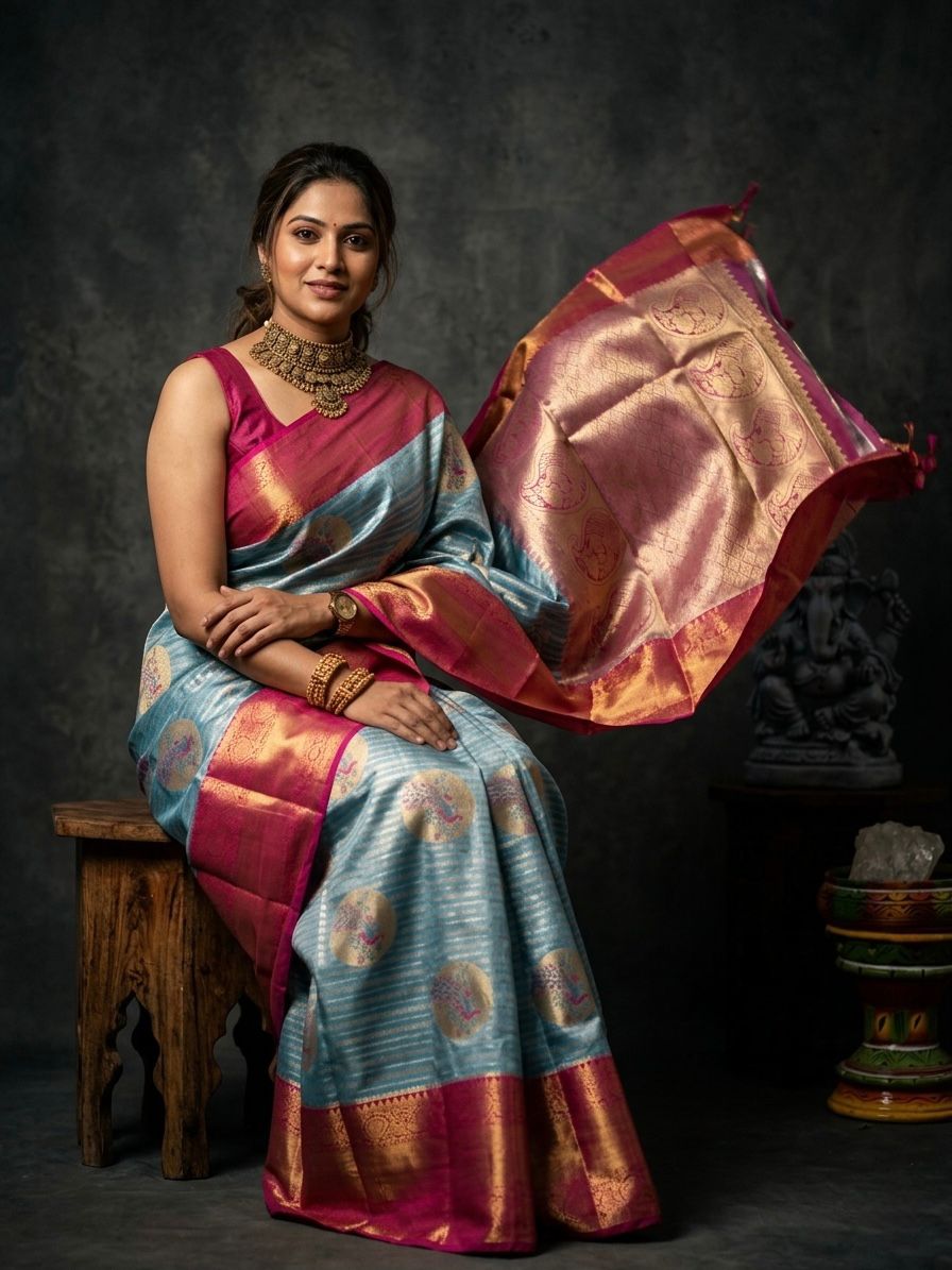 Kanchipuram Semi Silk Brocade Bridal Sarees