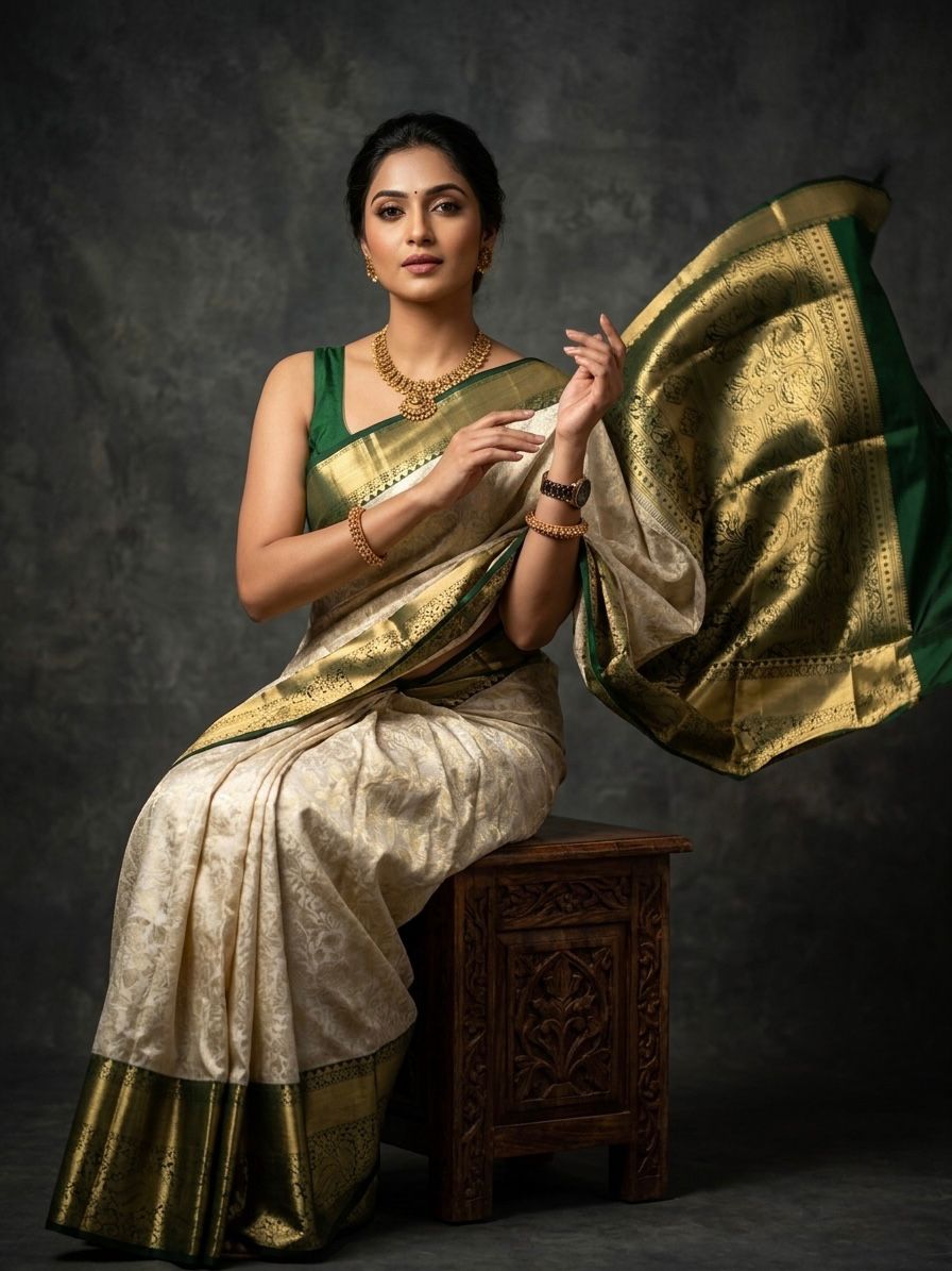 Kanchipuram Semi Silk Brocade Bridal Sarees