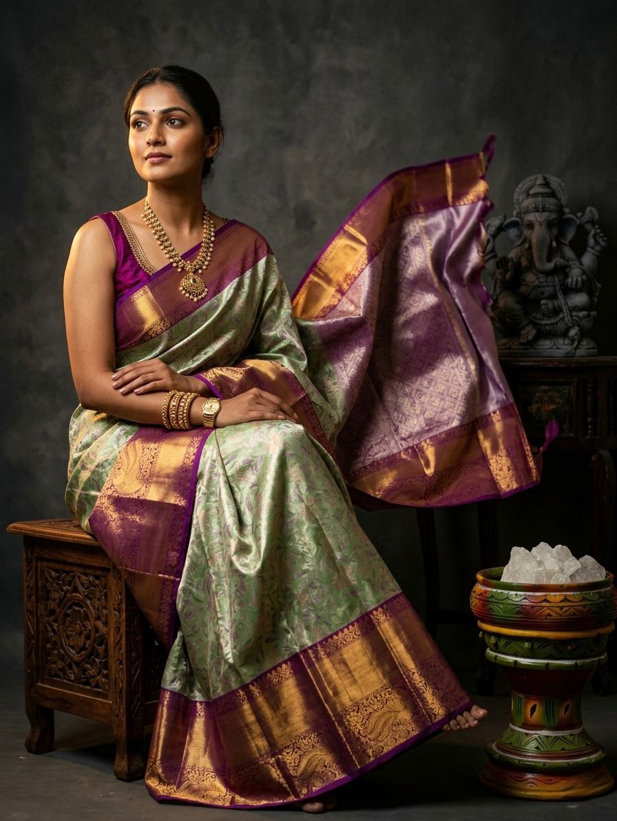 Kanchipuram Semi Silk Brocade Bridal Sarees