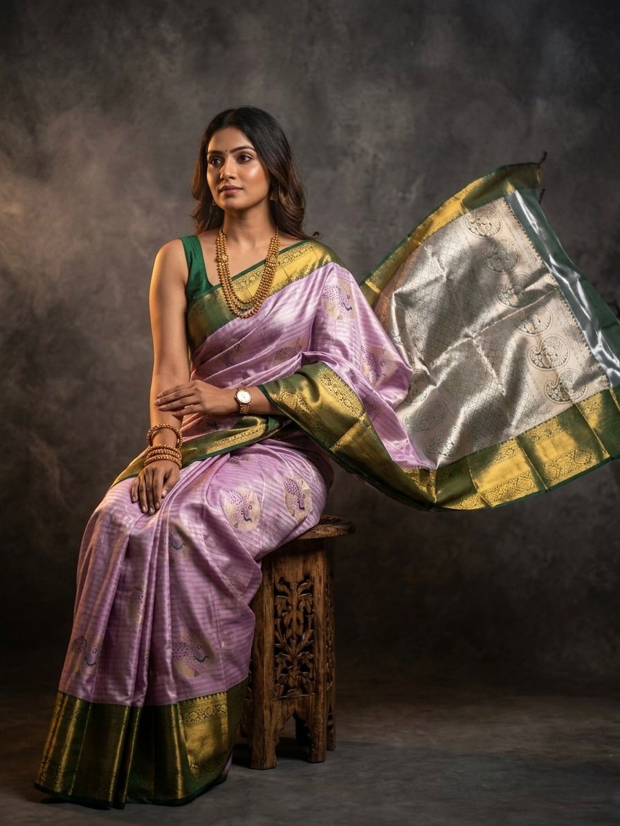 Kanchipuram Semi Silk Brocade Bridal Sarees