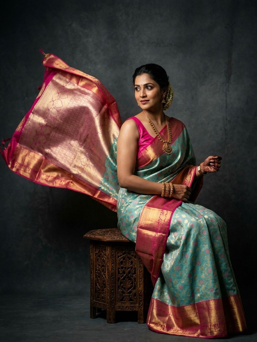 Kanchipuram Semi Silk Brocade Bridal Sarees