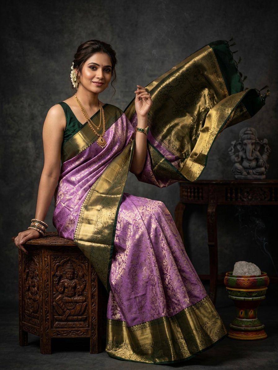 Kanchipuram Semi Silk Brocade Bridal Sarees