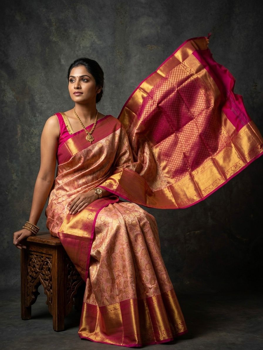 Kanchipuram Semi Silk Brocade Bridal Sarees