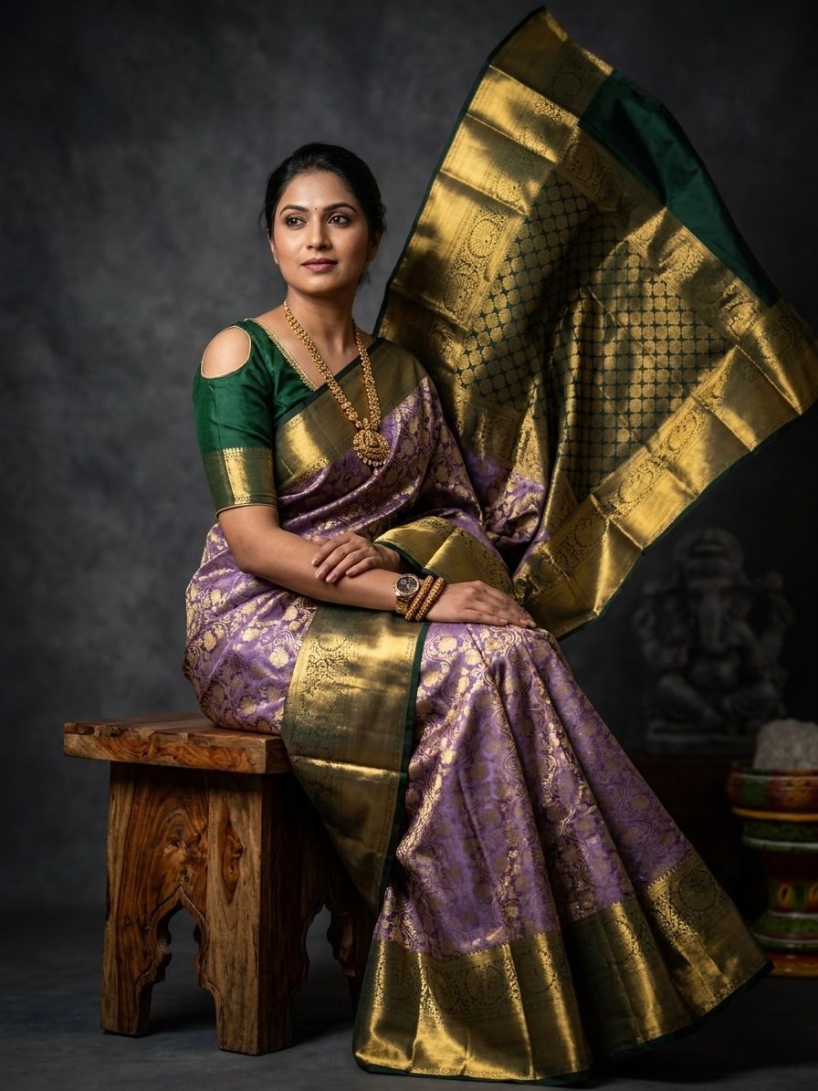 Kanchipuram Semi Silk Brocade Bridal Sarees