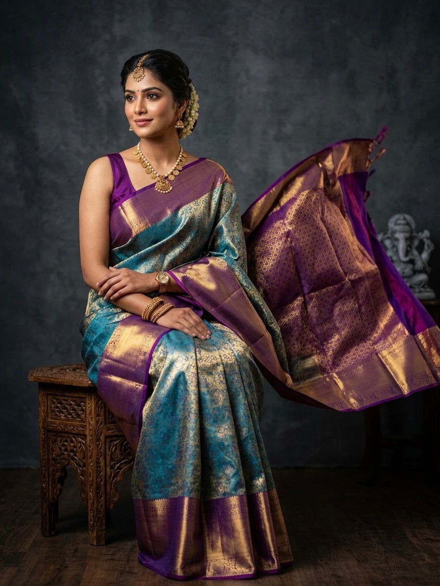 Kanchipuram Semi Silk Brocade Bridal Sarees