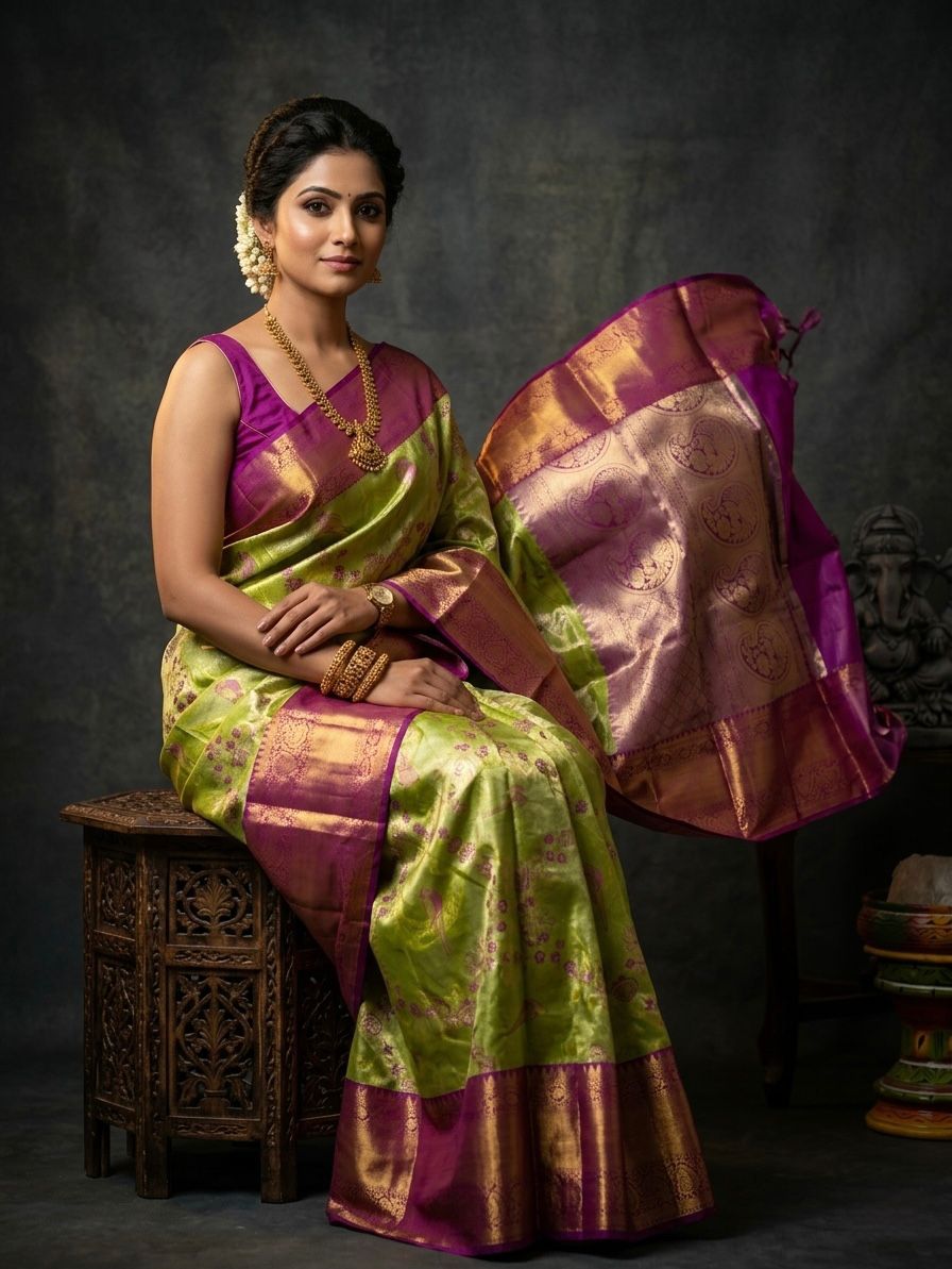 Kanchipuram Semi Silk Brocade Bridal Sarees