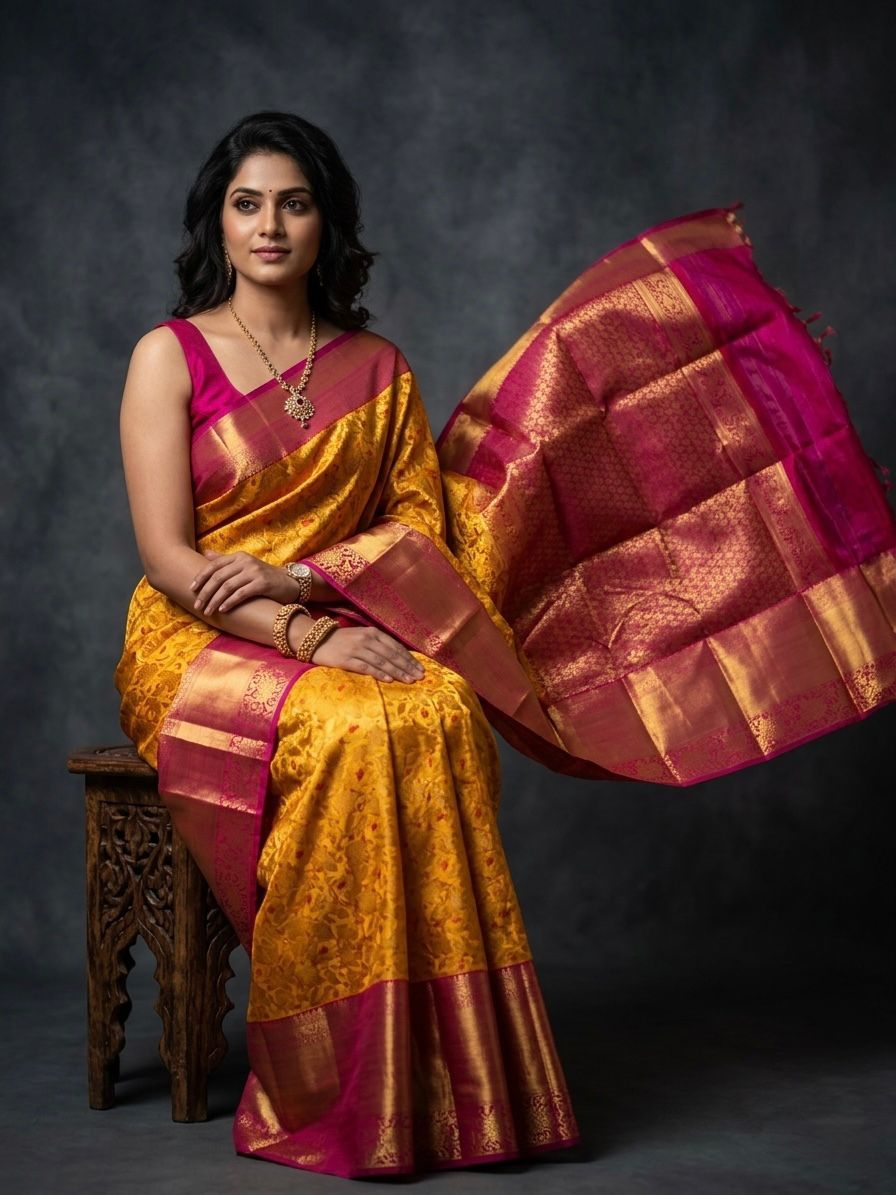 Kanchipuram Semi Silk Brocade Bridal Sarees