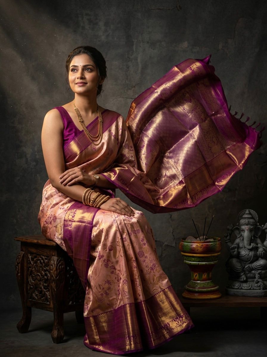 Kanchipuram Semi Silk Brocade Bridal Sarees