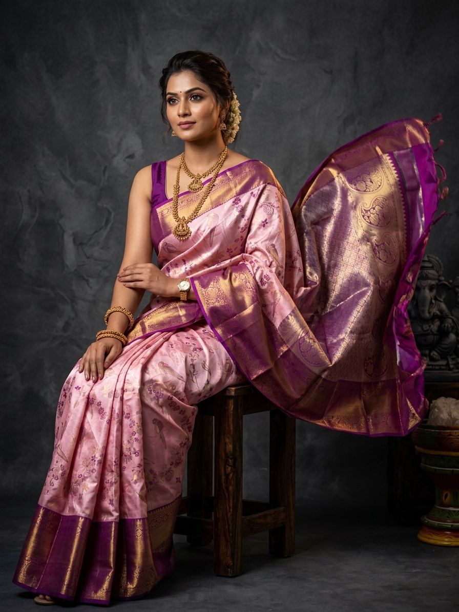 Kanchipuram Semi Silk Brocade Bridal Sarees