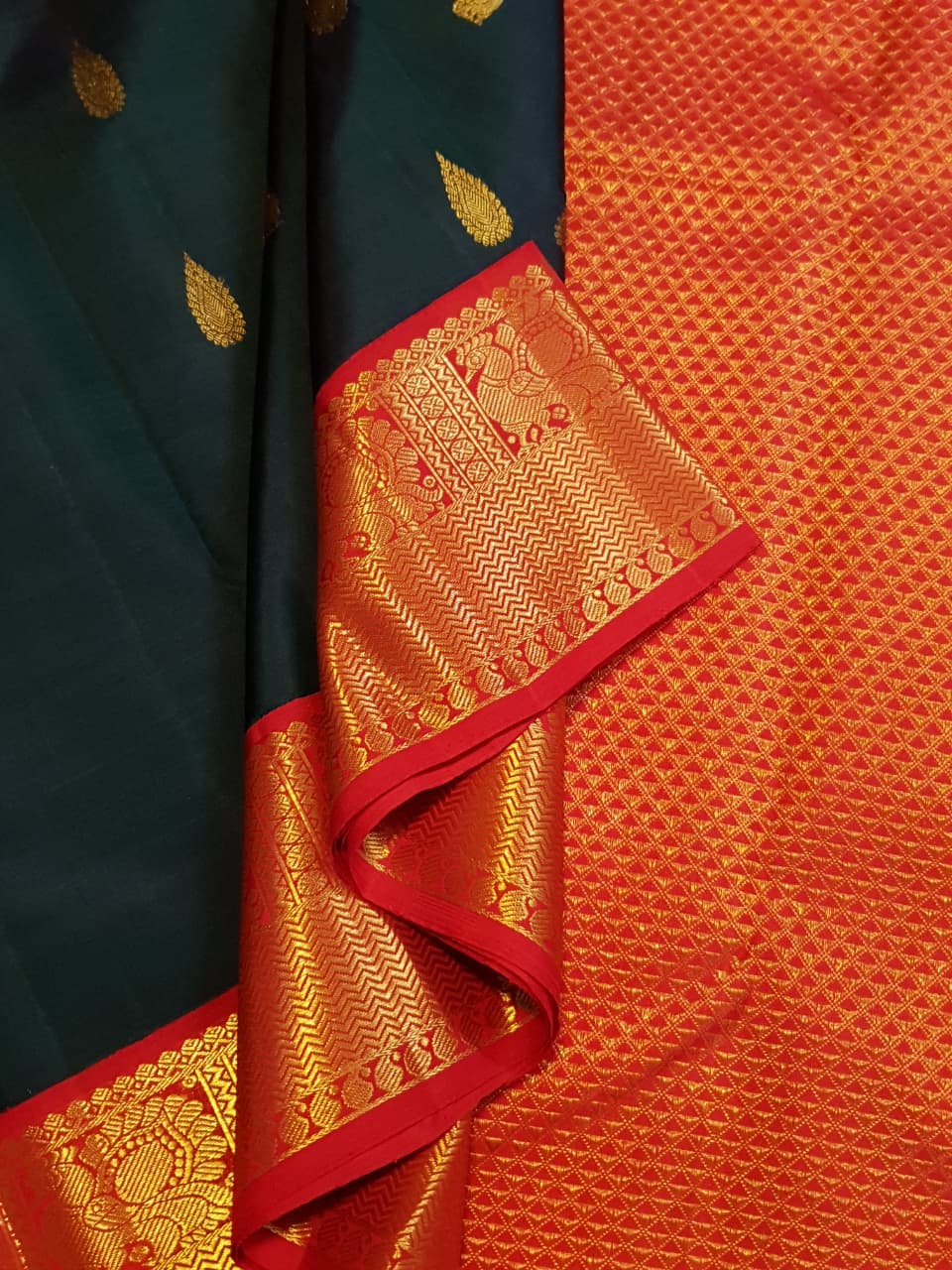 Green Kanchipuram Handloom 2G Gold Pattu Silk Saree