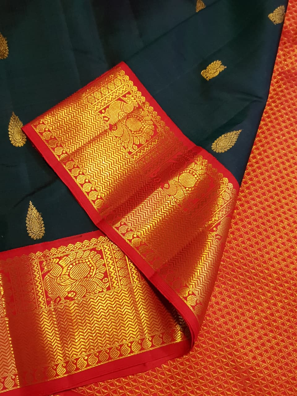 Green Kanchipuram Handloom 2G Gold Pattu Silk Saree