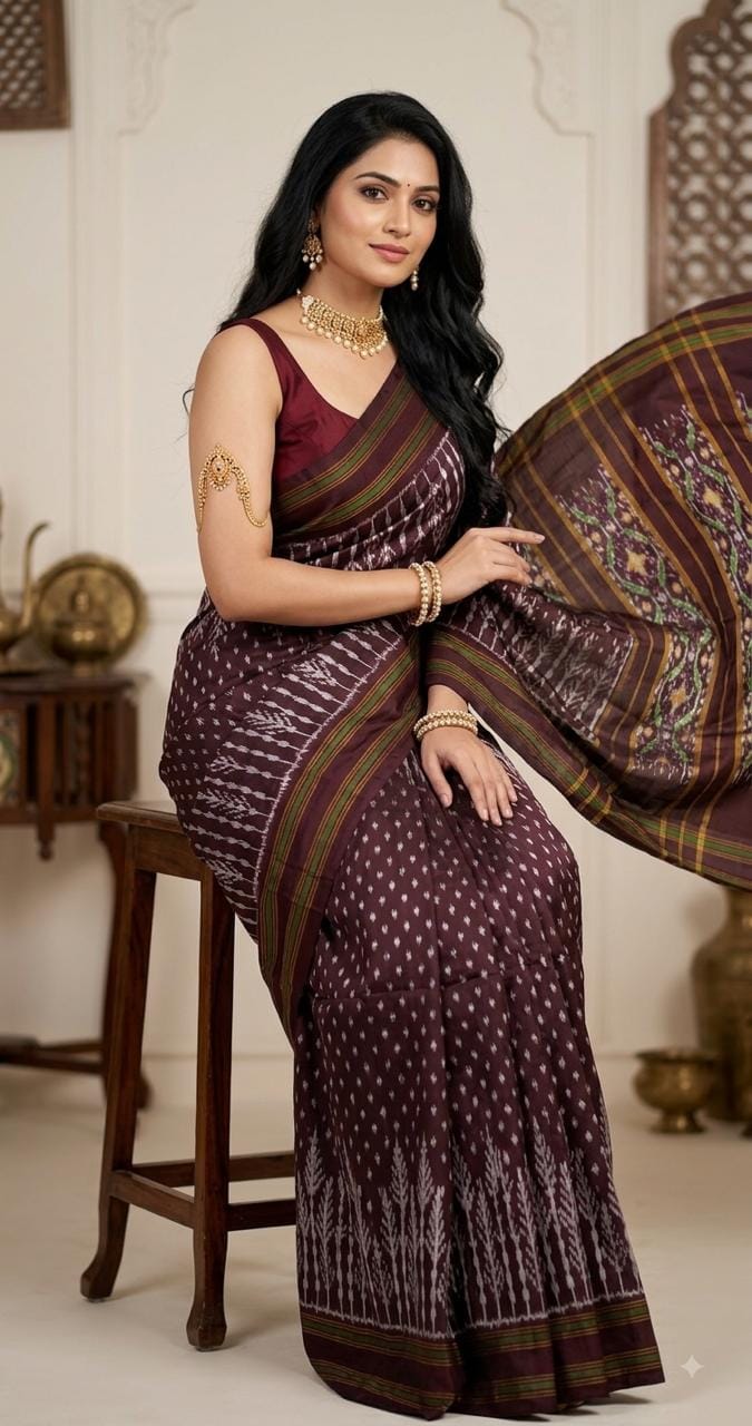 Silk Mark Certified  Pochampally Handloom Ikkat Patola Silk Saree