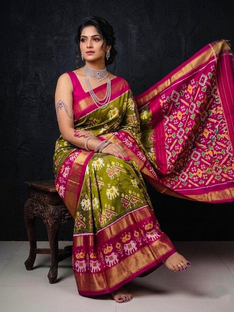 SIlk Mark Certified Pochampally Handloom Ikkat/Ikat Patola Silk Sarees