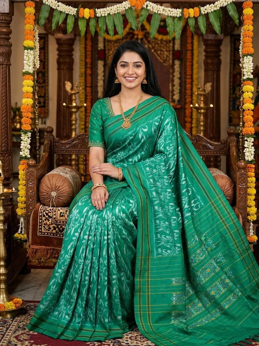 Silk Mark Certified  Pochampally Handloom Ikkat Patola Silk Saree