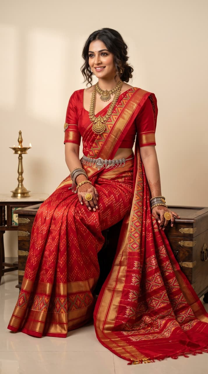 Silk Mark Certified Pochampally Handloom Ikkat/Ikat Patola Silk Sarees