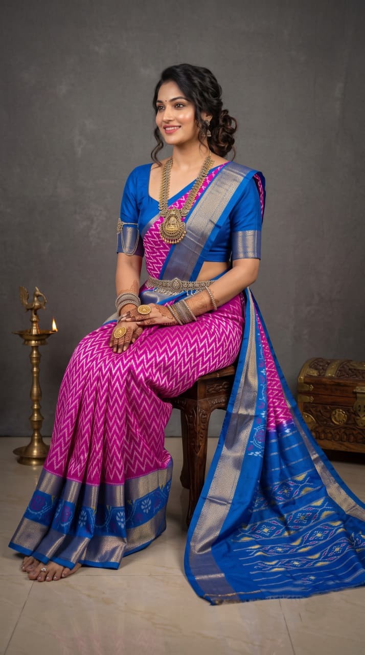 Silk Mark Certified Pochampally Handloom Ikkat/Ikat Patola Silk Sarees