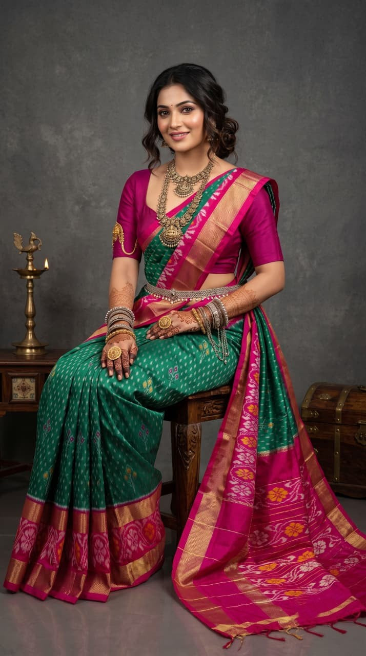 Silk Mark Certified Pochampally Handloom Ikkat/Ikat Patola Silk Sarees