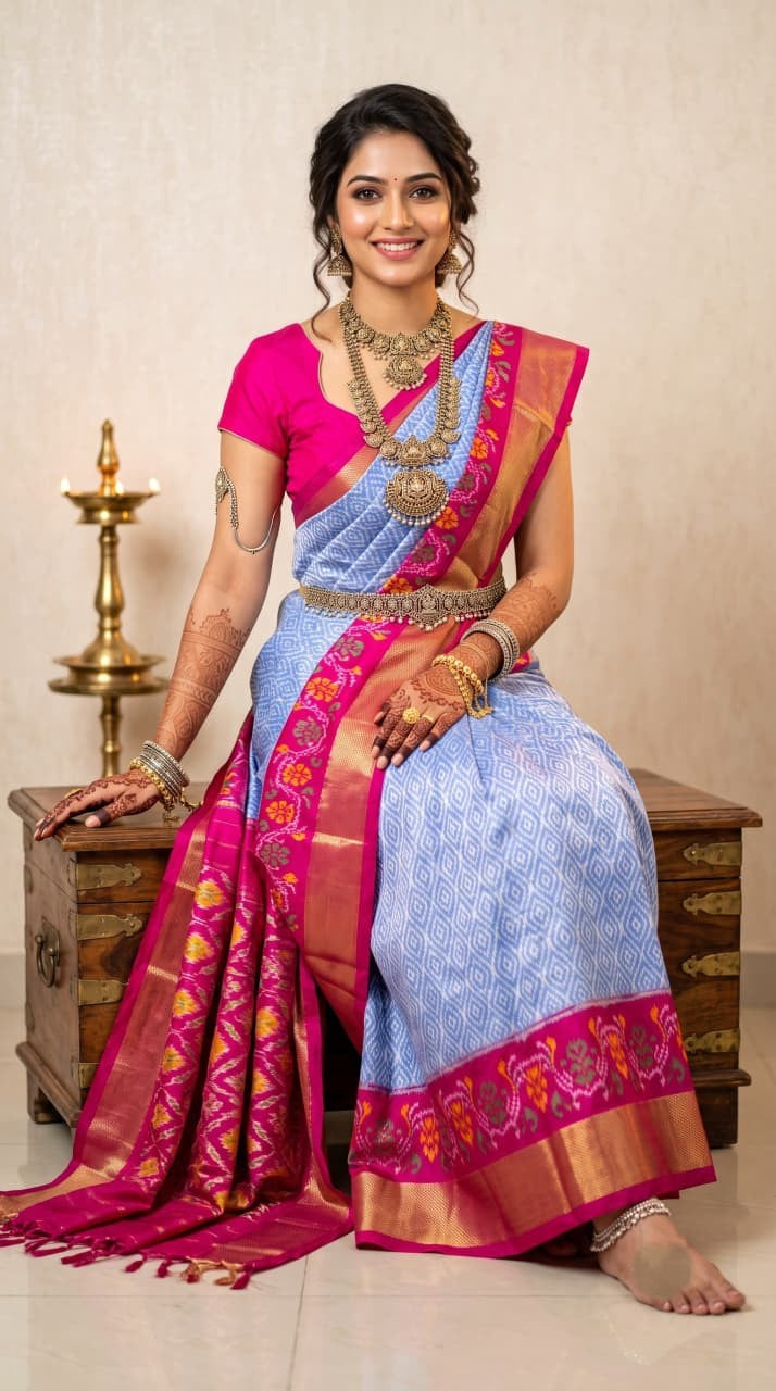 Silk Mark Certified Pochampally Handloom Ikkat/Ikat Patola Silk Sarees