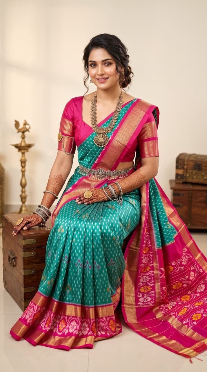 Silk Mark Certified Pochampally Handloom Ikkat/Ikat Patola Silk Sarees