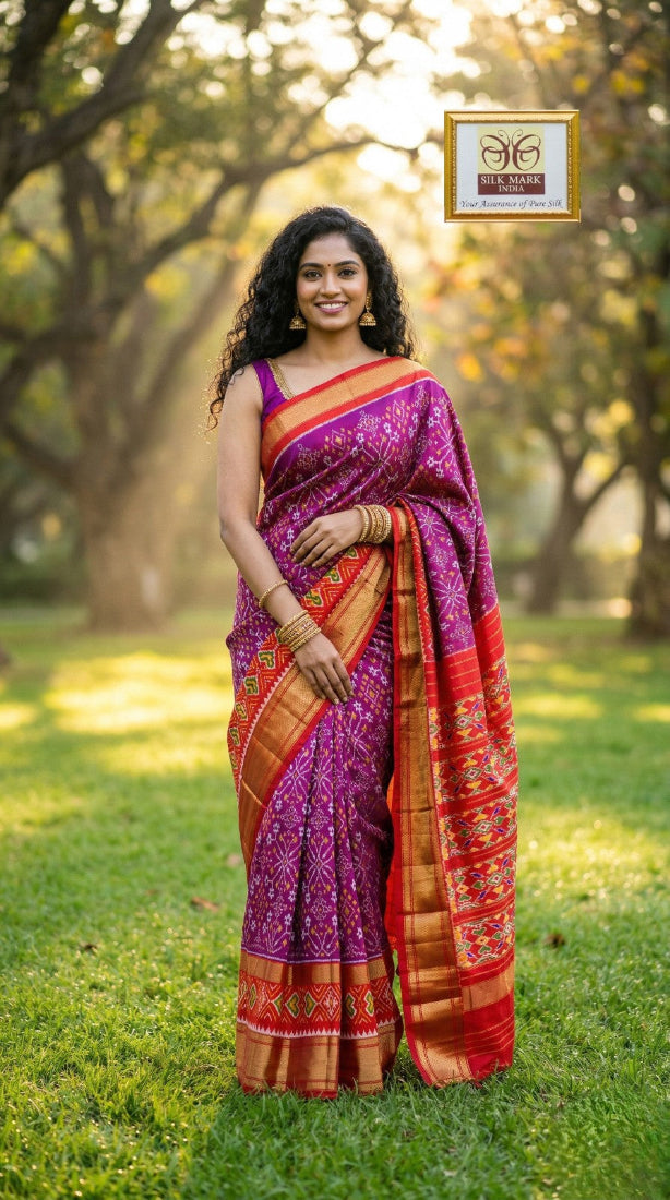 Silk Mark Certified Pochampally Handloom Ikkat/Ikat Patola Silk Sarees