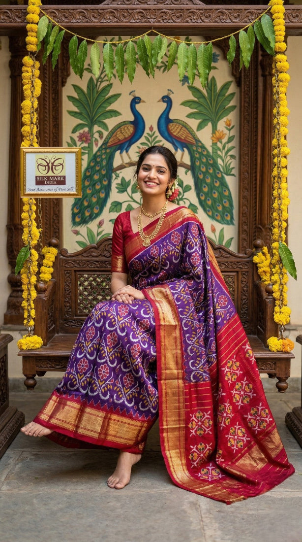 Silk Mark Certified Pochampally Handloom Ikkat/Ikat Patola Silk Sarees