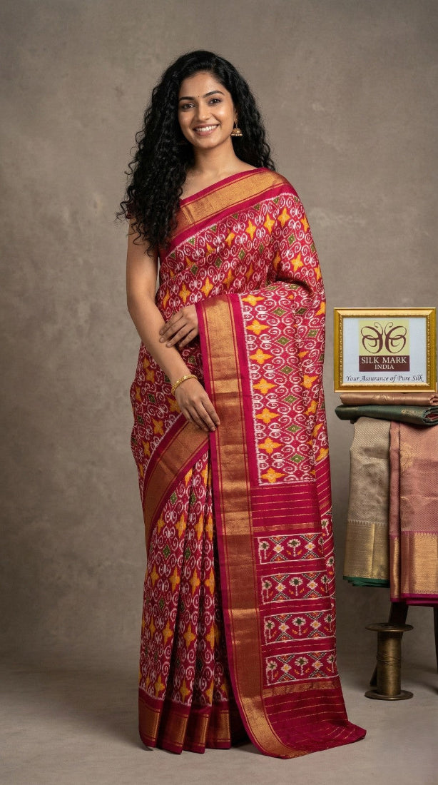 Silk Mark Certified Pochampally Handloom Ikkat/Ikat Patola Silk Sarees