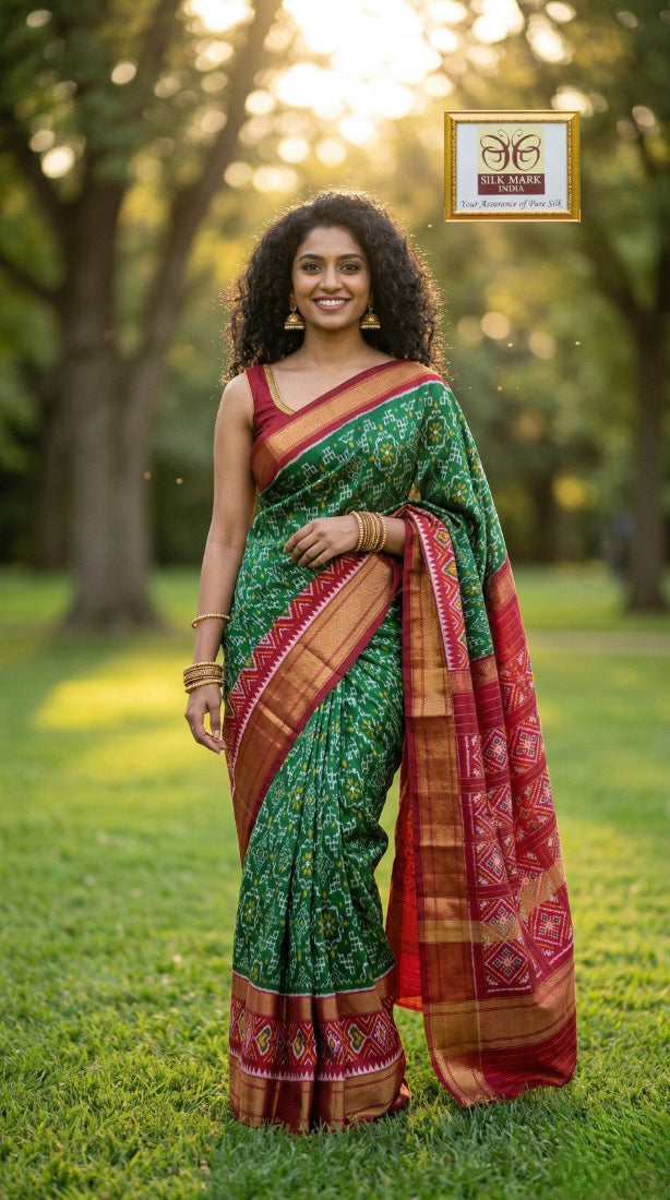 Silk Mark Certified Pochampally Handloom Ikkat/Ikat Patola Silk Sarees
