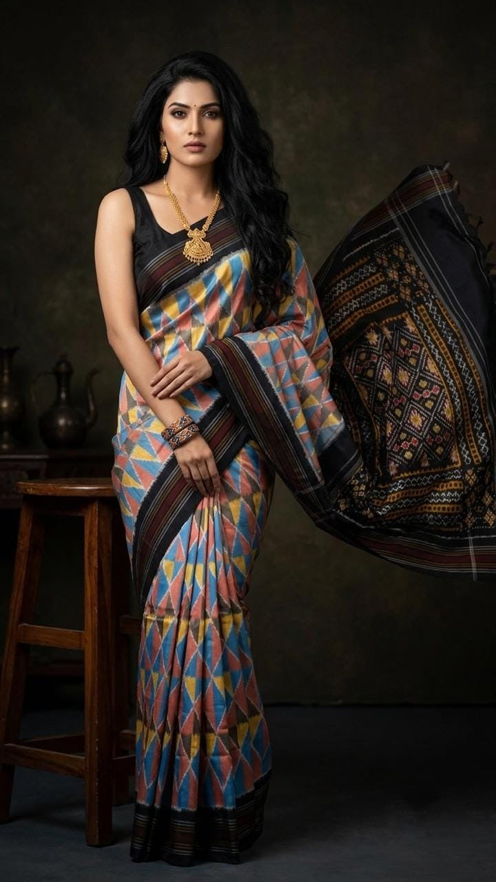 Silk Mark Certified  Pochampally Handloom Ikkat Patola Silk Saree