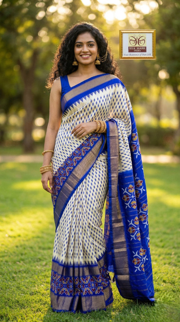 Silk Mark Certified Pochampally Handloom Ikkat/Ikat Patola Silk Sarees