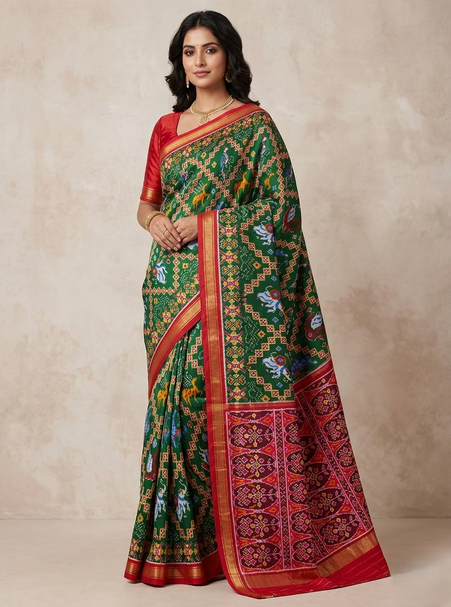 Pochampally Handloom Ikkat/Ikat Patola Silk Saree