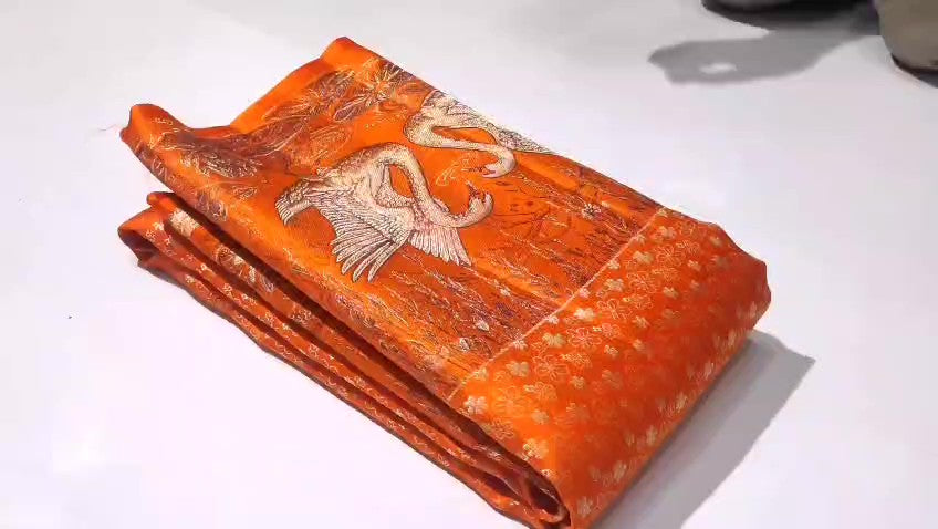 Orange Kanchipuram Handloom Pattu Silk Bridal Saree