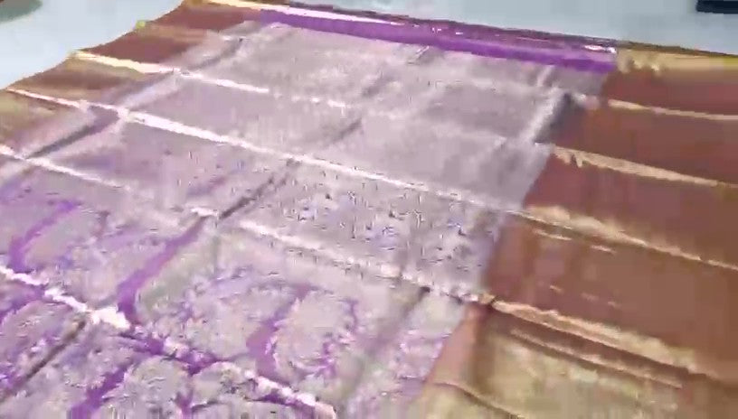 Lavender Kanchipuram Handloom Tissue Brocade Silk Saree