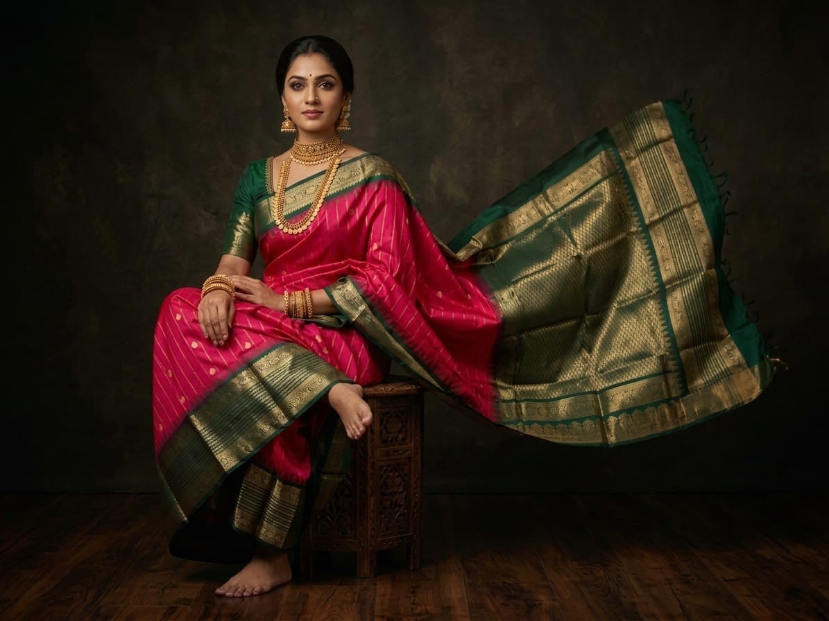 Gadwal Semi Pattu Silk Sarees in Different Color Combinations
