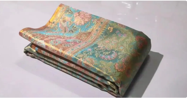 Pale Turquoise Kanchipuram Handloom Tissue Brocade Meenakari Silk Saree